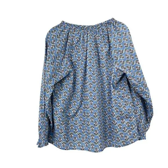 J. Crew floral‎ Cotton artist top blouse Sz S Quiet Harbor Bright Pep - Picture 7 of 9